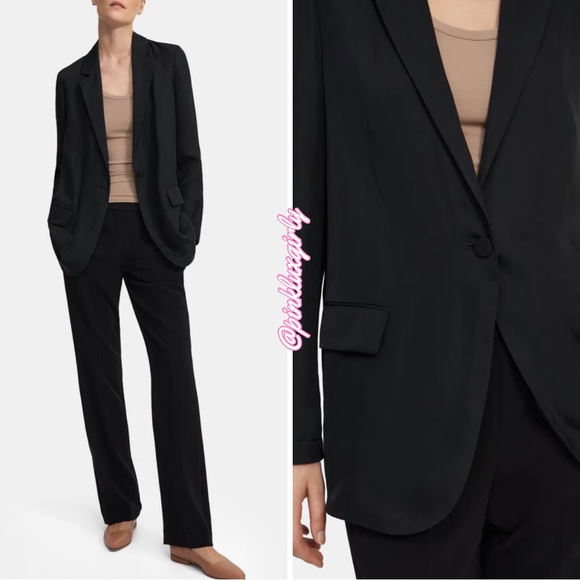 NEW $395 Theory Silk Georgette Casual Blazer 🖤 - Picture 1 of 4